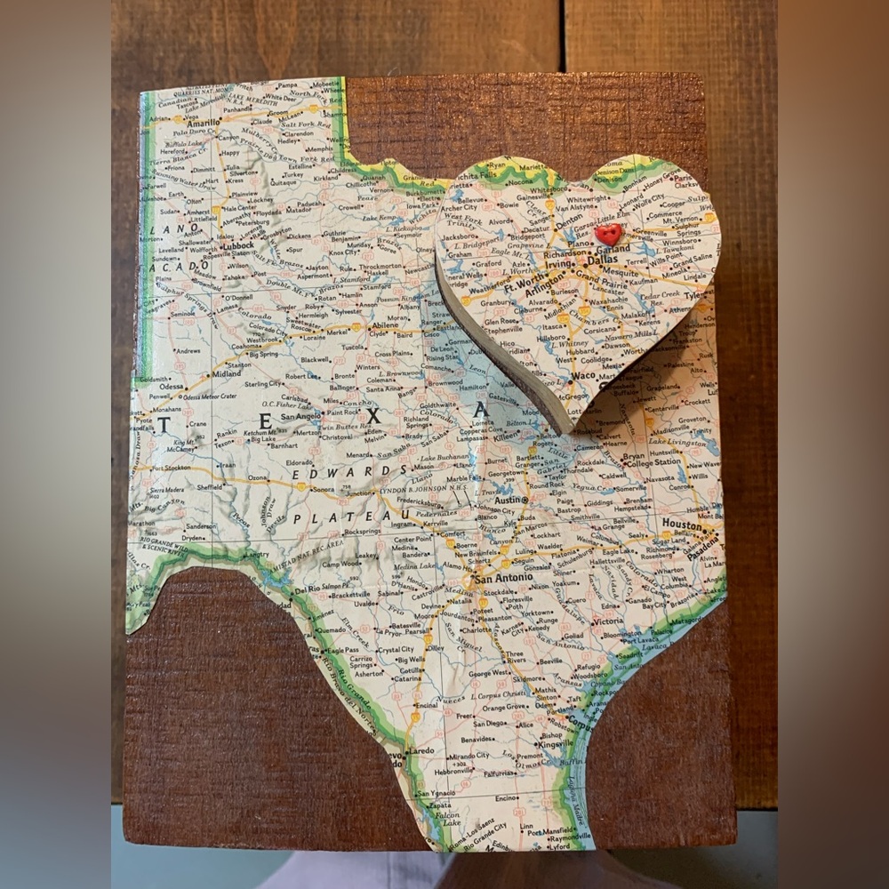 Rocky Wooden Cigar Box with Texas map - Brown